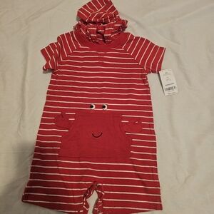 Carter's Red and White Striped Romper